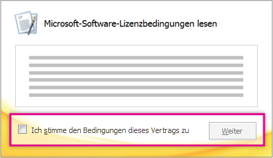 Lesen und Akzeptieren der Lizenzbedingungen