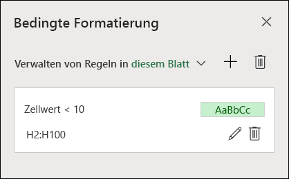 Abbildung von Schritt 2 der Bearbeitung einer Regel zur bedingten Formatierung