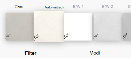 Filteroptionen für Bildscans in OneDrive für IOS