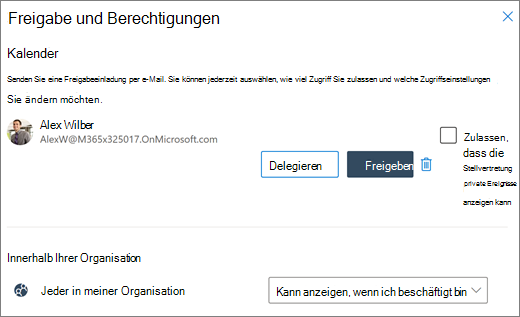 Delegieren des Zugriffs auf Ihren Kalender in Outlook im Web