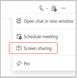 Freigeben Ihres Bildschirms in einem MS Teams-Chat