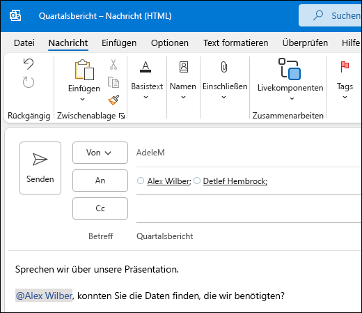 @Erwähnung in Outlook