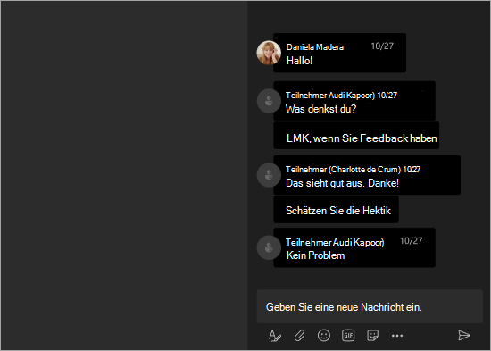 Screenshot: Organisatoransicht, wenn Namen in einer Teams-Besprechung oder einem Webinar ausgeblendet sind