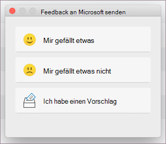 Dialogfeld "Feedback" für MacOS