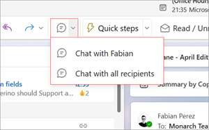 Chat um E-Mail-Menübandelement auswählen für Dropdownmenü