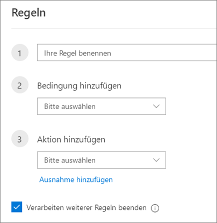 Erstellen einer neuen Regel in Outlook im Web