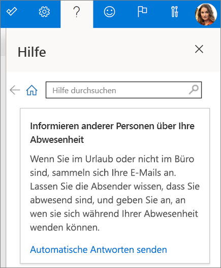 Hilfebereich in Outlook im Web