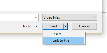 Shows Insert Video dialog in PowerPoint