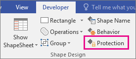 Protection in Shape Desgin on the Developer tab in Visio 2016