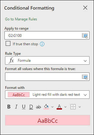 Formula rule type