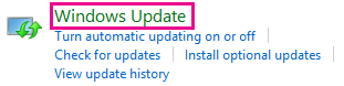 Windows 8 Windows Update link in Control Panel