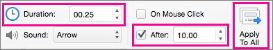 Slide transition settings