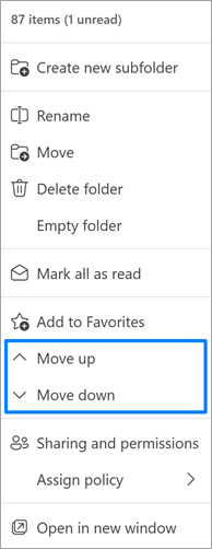 Screenshot of move folders option