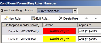 Conditional formatting rules