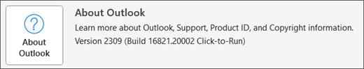 Choose the About Outlook box.