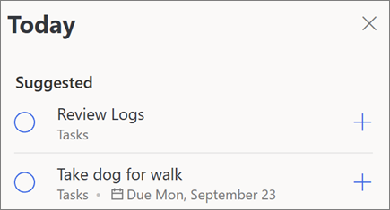 Today suggestions for My Day in Microsoft To-Do