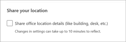 Screenshot showing share office location is unchecked