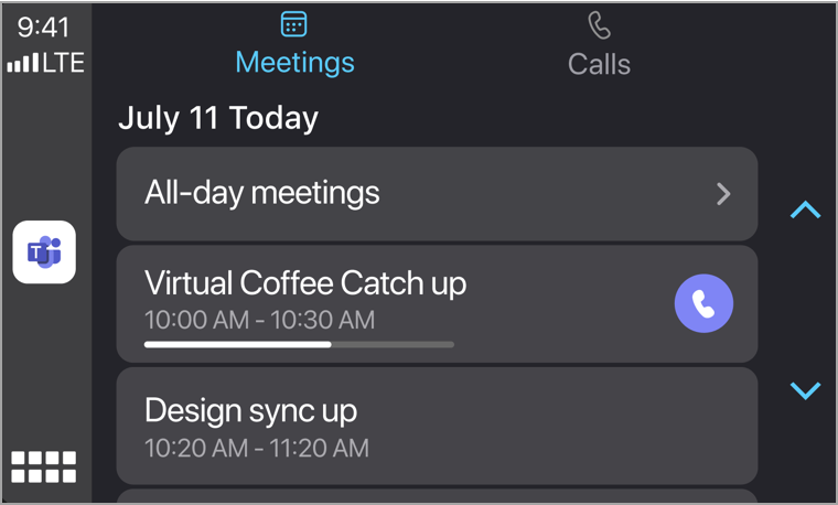 carplay meetings tab