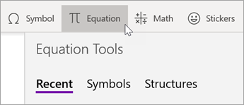 Select the Insert tab, then select Equation.