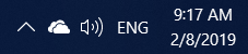 Screenshot of the white OneDrive cloud icon in the windows notification area