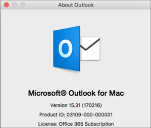 If you have Outlook through Office 365, About Outlook will say Office 365 subscription.