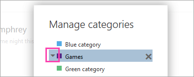 A screenshot of the arrow next to a category