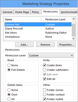 Setting permissons on a public folder