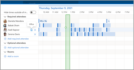 : View others’ work location in Outlook Scheduling Assistant