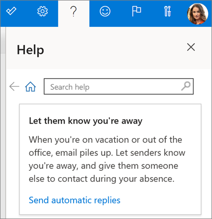 Help pane in Outlook on the web