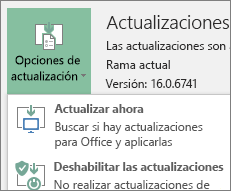 Seleccione Actualizar ahora en la lista desplegable Opciones de actualización