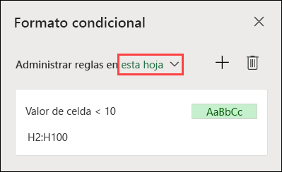 Administrar reglas en el panel de tareas