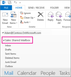 Buzón compartido en la Lista de carpetas de Outlook