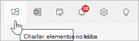 Captura de pantalla del encabezado de Outlook con el chat de Teams seleccionado