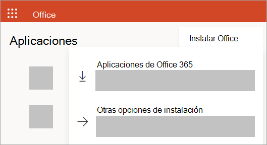 Captura de pantalla de Office.com si inició sesión con una cuenta profesional o educativa