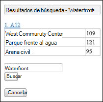 Resultados de la búsqueda en el visor de Excel para móvil