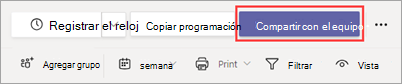 Botón Compartir con el equipo en Turnos
