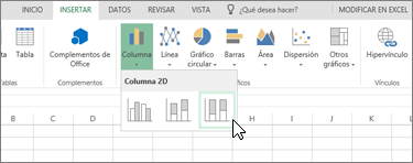 Pestaña Insertar, menú Gráficos