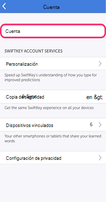 Imagen 5 seleccionada de cuenta de Swiftkey