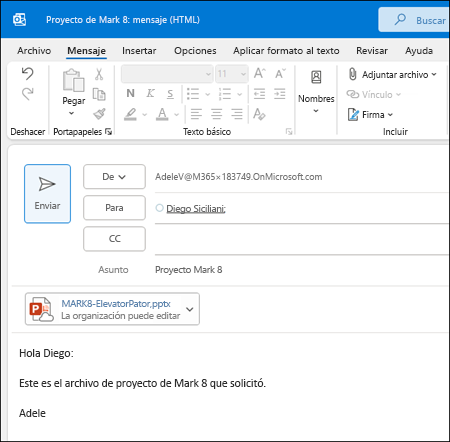 Compartir elementos en Outlook