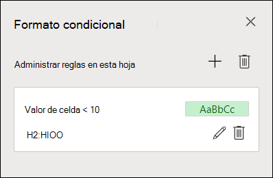 Imagen que muestra el paso 2 de edición de una regla de formato condicional