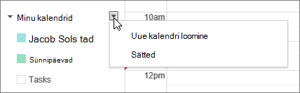 Valige Minu kalender ja seejärel valige Sätted