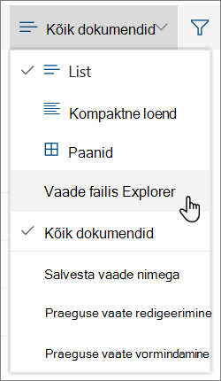 Menüü Kõik dokumendid, kus on esile tõstetud käsk Ava File Explorer