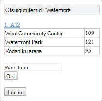 Otsingutulemid rakenduses Mobile Viewer for Excel