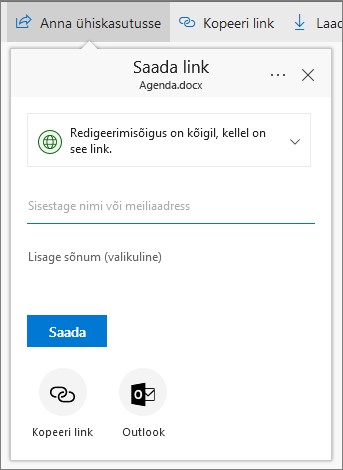 Faili või kausta ühiskasutus OneDrive for Business