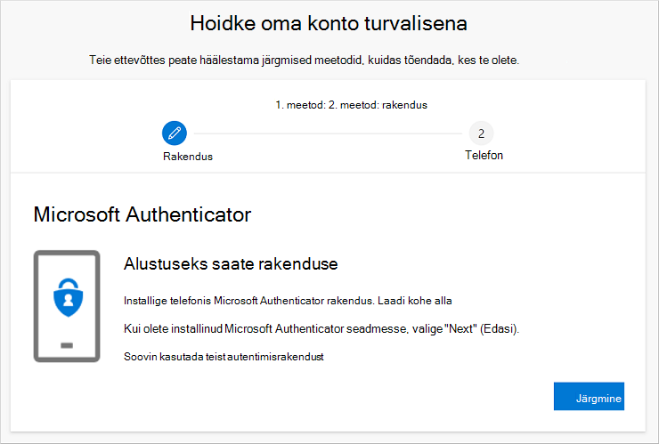 Konto turvalisena hoidmise viisard, kus on kuvatud rakenduse Authenticator allalaadimisleht