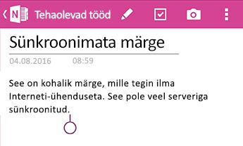 Sünkroonimata märge Androidi jaoks loodud OneNote’is
