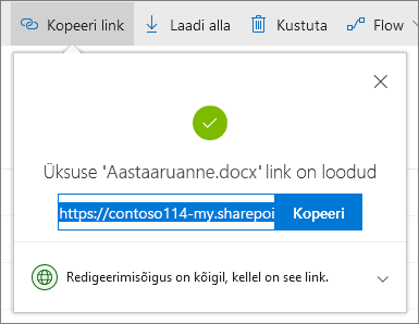 Kopeeri link OneDrive for Business