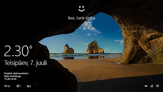 Windows Hello tervitusega avakuva