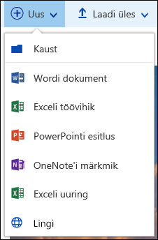 Office 365: uue kausta või dokumendi loomine