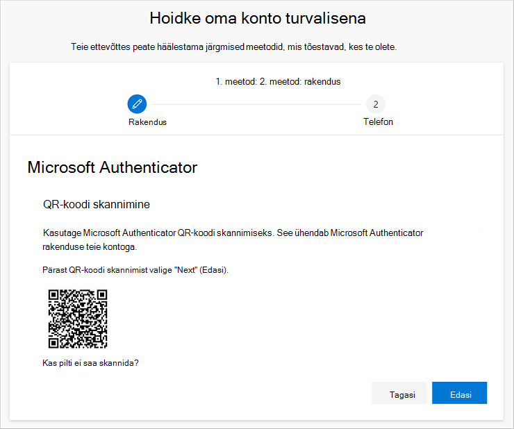 QR-koodi skannimine rakenduse Authenticator abil